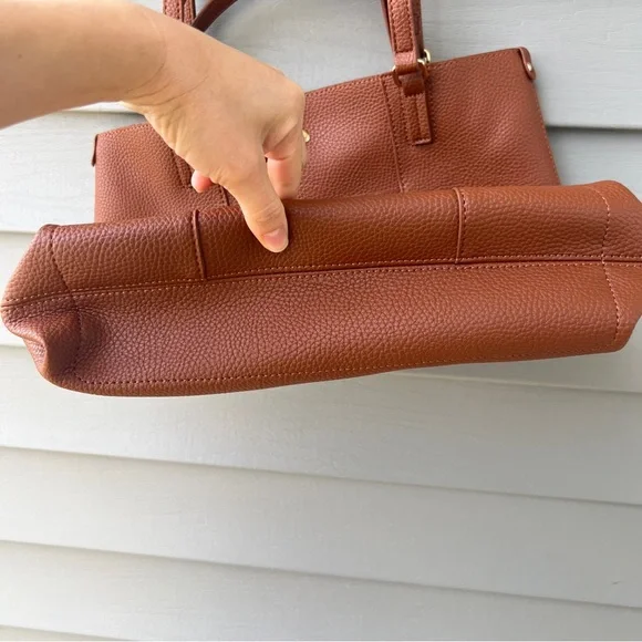 Montana West Vegan Leather Large Tote Satchel Bag Brown - Picture 6 of 14